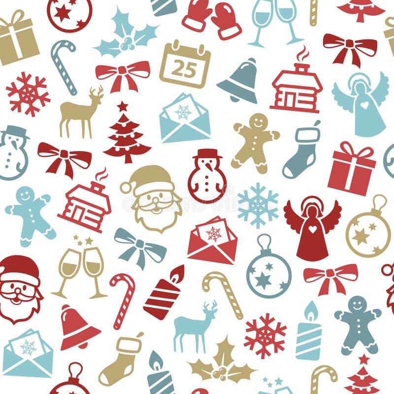 Christmas seamless pattern with cute icons. Can be used as wrapping paper. Christmas seamless pattern with cute icons. Can be used as wrapping paper.