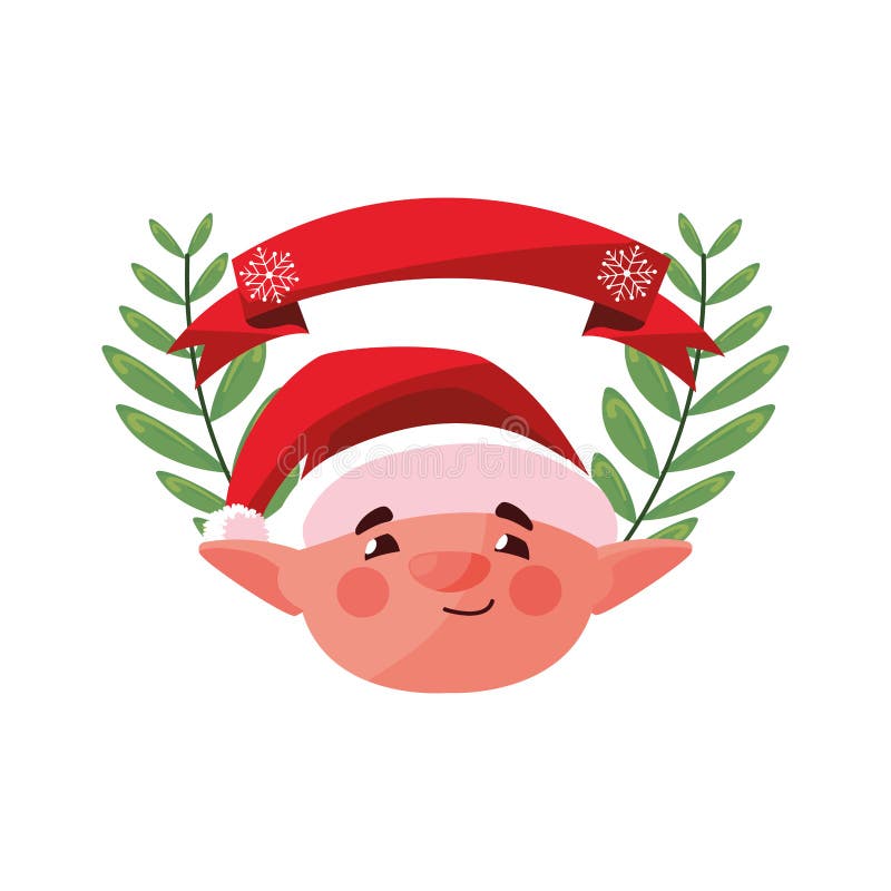 Bożenarodzeniowa elf twarz rozgałęzia się faborek ilustracji Bożenarodzeniowa elf twarz rozgałęzia się faborek ilustracji