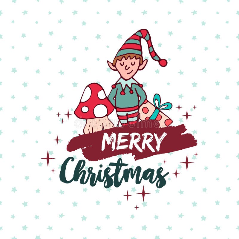 Bożenarodzeniowa śliczna Santa pomagiera elfa wakacje kreskówka ilustracja wektor Bożenarodzeniowa śliczna Santa pomagiera elfa wakacje kreskówka ilustracja wektor