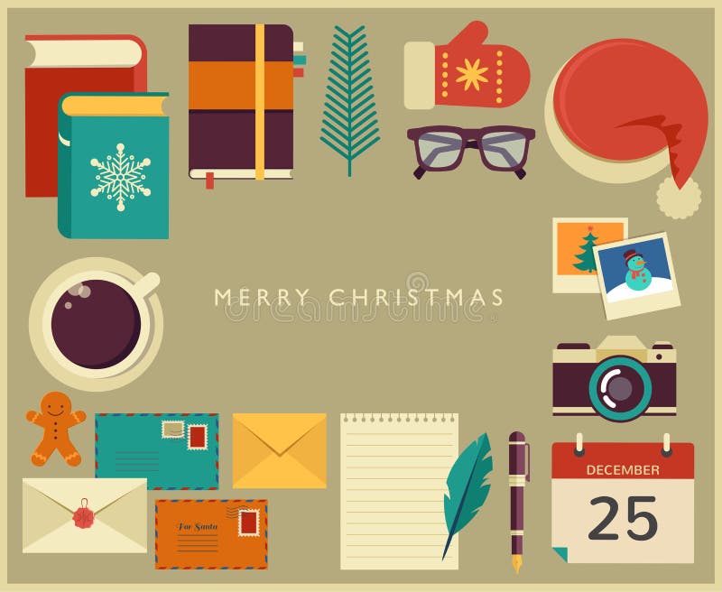 Bożenarodzeniowego Santa desktop płaski wektorowy projekt royalty ilustracja Bożenarodzeniowego Santa desktop płaski wektorowy projekt royalty ilustracja
