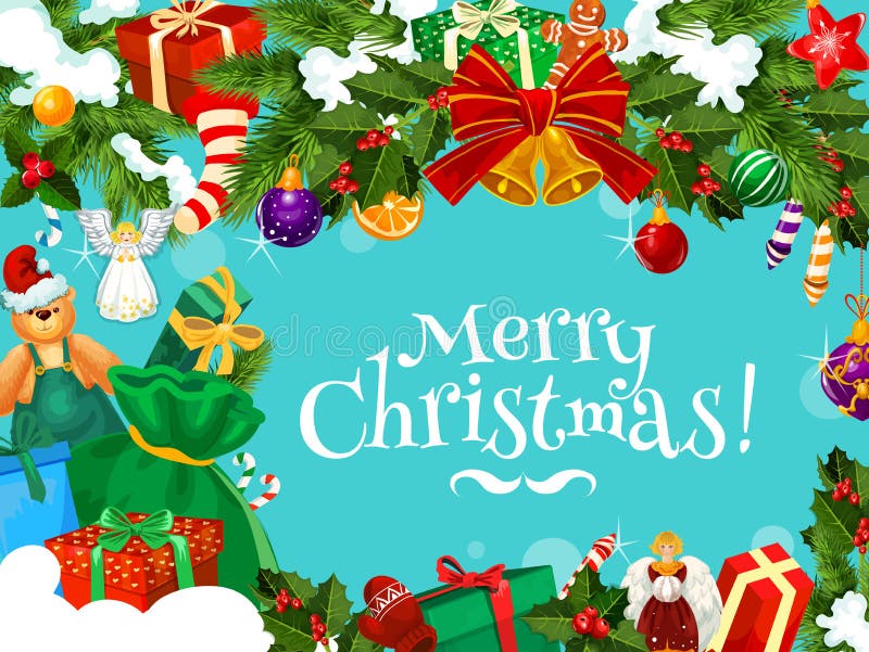 Bożenarodzeniowi powitania z Xmas girlandy ramą ilustracja wektor Bożenarodzeniowi powitania z Xmas girlandy ramą ilustracja wektor