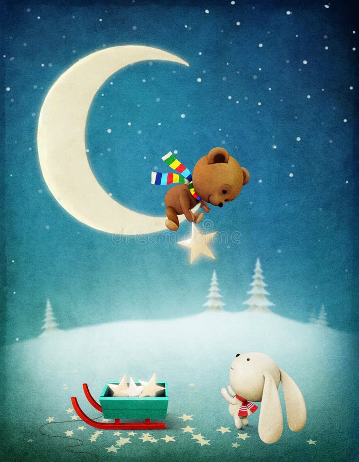 Bożenarodzeniowy przygoda królik, niedźwiedź i ilustracja wektor Bożenarodzeniowy przygoda królik, niedźwiedź i ilustracja wektor