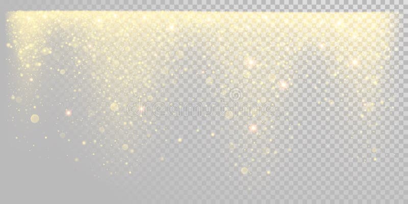 Bożenarodzeniowy wakacyjny złoty błyskotliwość śnieg lub iskrzaści złociści confetti na białym tło szablonie Wektorowy złoty cząs