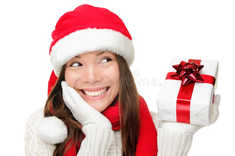 bożych narodzeń prezenta dziewczyny mienie Santa obrazy stock bożych narodzeń prezenta dziewczyny mienie Santa obrazy stock