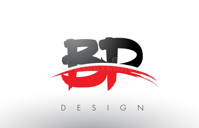 BP B P Brush Logo Letters with Red and Black Swoosh Brush Front. BP B P Brush Logo Letters Design with Red and Black Colors and Brush Letter Concept royalty free illustration BP B P Brush Logo Letters with Red and Black Swoosh Brush Front. BP B P Brush Logo Letters Design with Red and Black Colors and Brush Letter Concept royalty free illustration