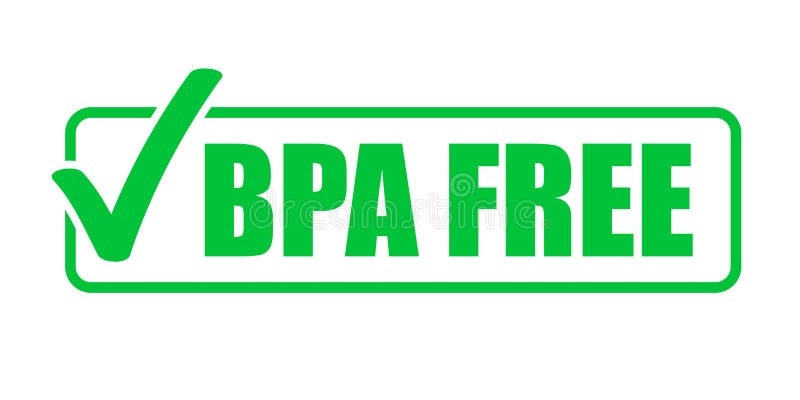 BPA free vector certificate icon. No phthalates and no bisphenol, safe food  package stamp, check mark and green leaf Stock Vector