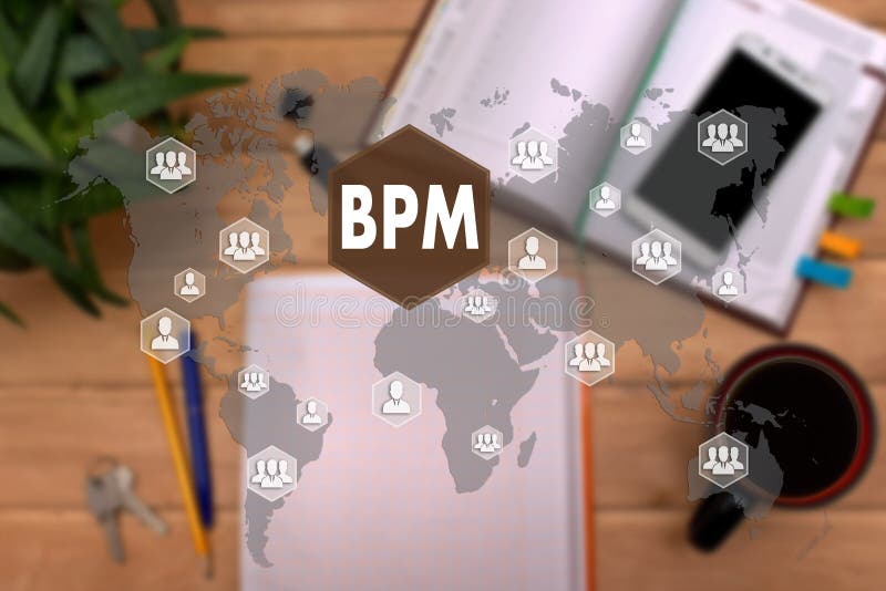 BPM. Business Process Management on the touch screen to the net stock photography BPM. Business Process Management on the touch screen to the net stock photography