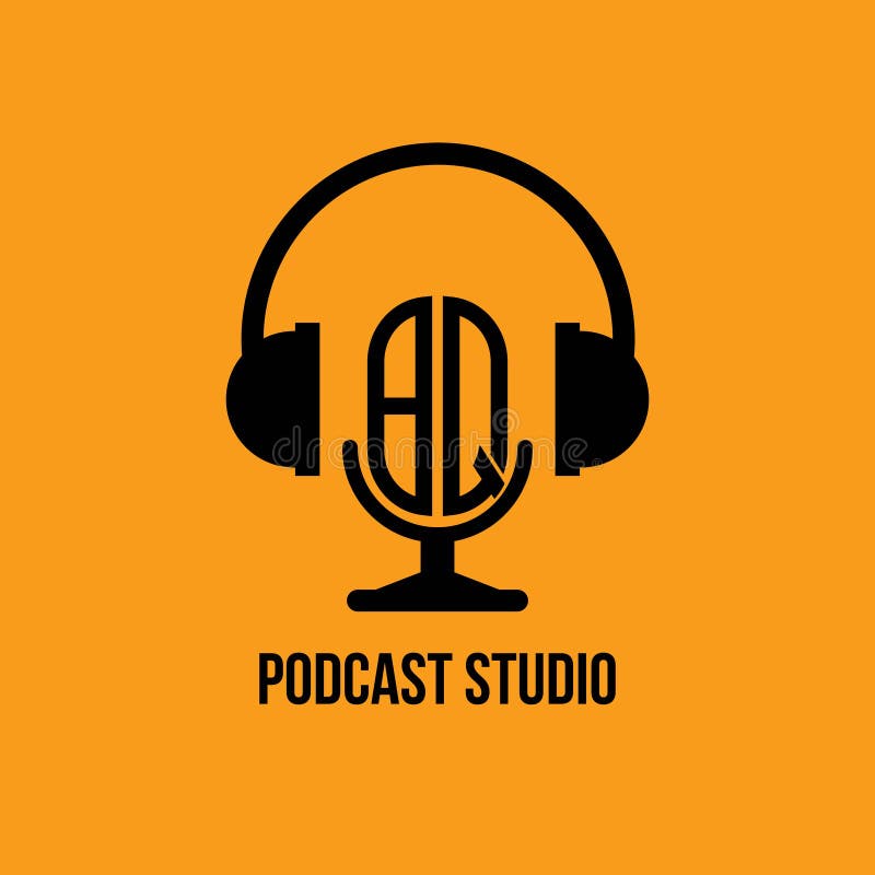 Bq - monogram hoofdtelefoon en microfoonstijl stock illustratie