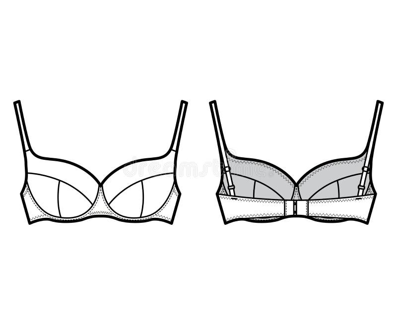 Premium Vector  Girl bralette technical sketch yellow color women's top  bra with straps underwear design template casual underclothing front and  back views vector cad design illustration