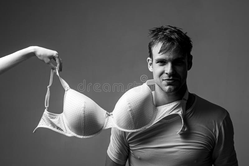 Bra Model. Man with Big Bra in Underwear. Big Boobs Body Parts. XXX Size.  XXL Big Size Stock Photo - Image of plastic, mammoplasty: 172486028
