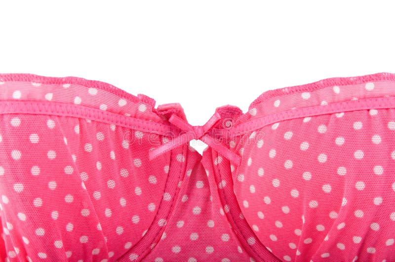 Bright Simple Bra With Polka Dots. Isolate On White. Stock Photo