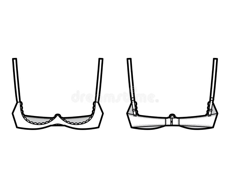 Bra Shelf Open Cup Lingerie Technical Fashion Illustration with