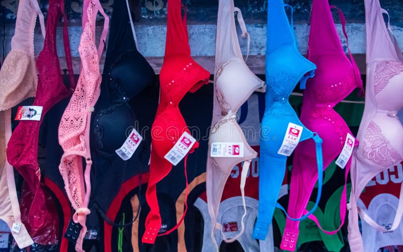 Bra Shop Display in the Market Stock Photo - Image of captured,  multicolored: 218298128