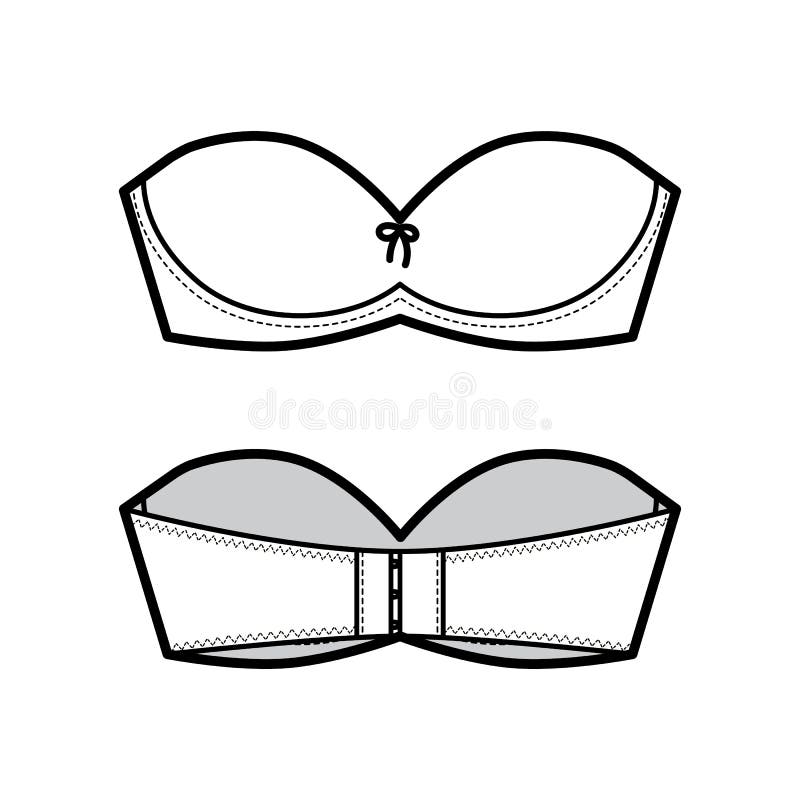 Bra Strapless Lingerie Technical Fashion Illustration with Molded Cups,  Hook-and-eye Closure. Flat Brassiere Template Stock Vector - Illustration  of black, isolated: 198915723