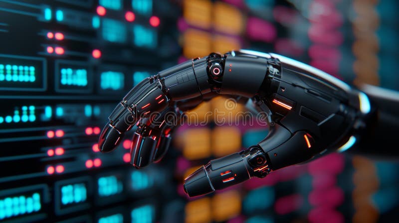 Braccio robotico per l'elaborazione delle transazioni finanziarie royalty illustrazione gratis
