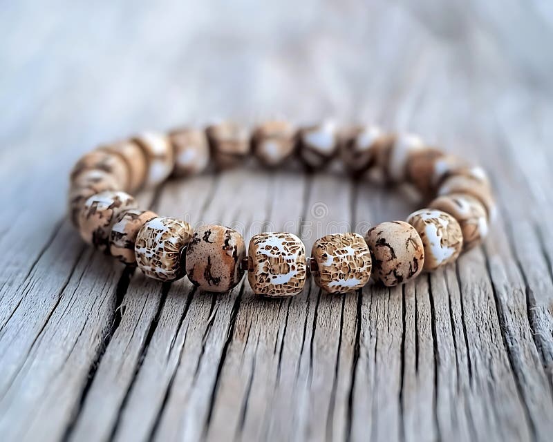 Bracelet made of beads and wood royalty free stock photography