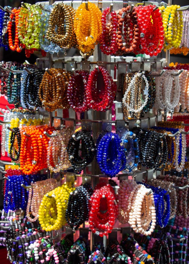 Bracelet made of colorful beads stock image