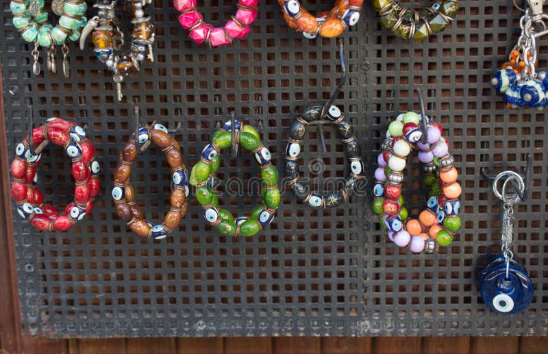 Bracelet made of colorful beads stock photo