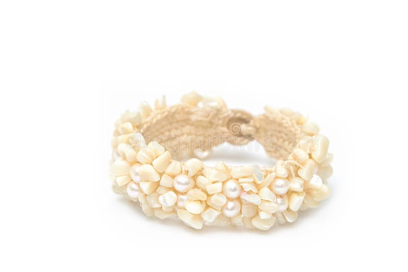 Bracelet made of seashells stock photos