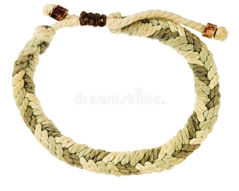 Braided rope bracelet isolated on white background. Braided rope bracelet isolated on white background