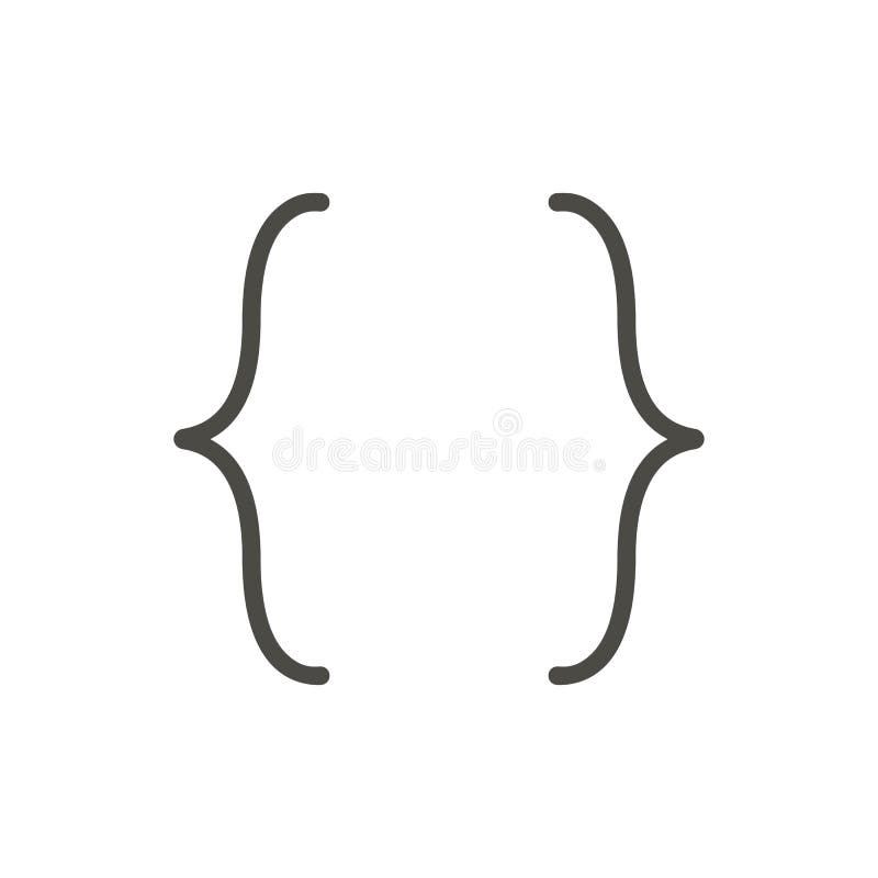 Brackets Flat Line Icons. Brace Vector Illustrations. Thin Signs Of