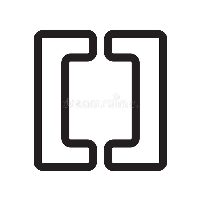 Brackets grouping symbol icon vector sign and symbol isolated on white background, Brackets grouping symbol logo concept royalty free illustration