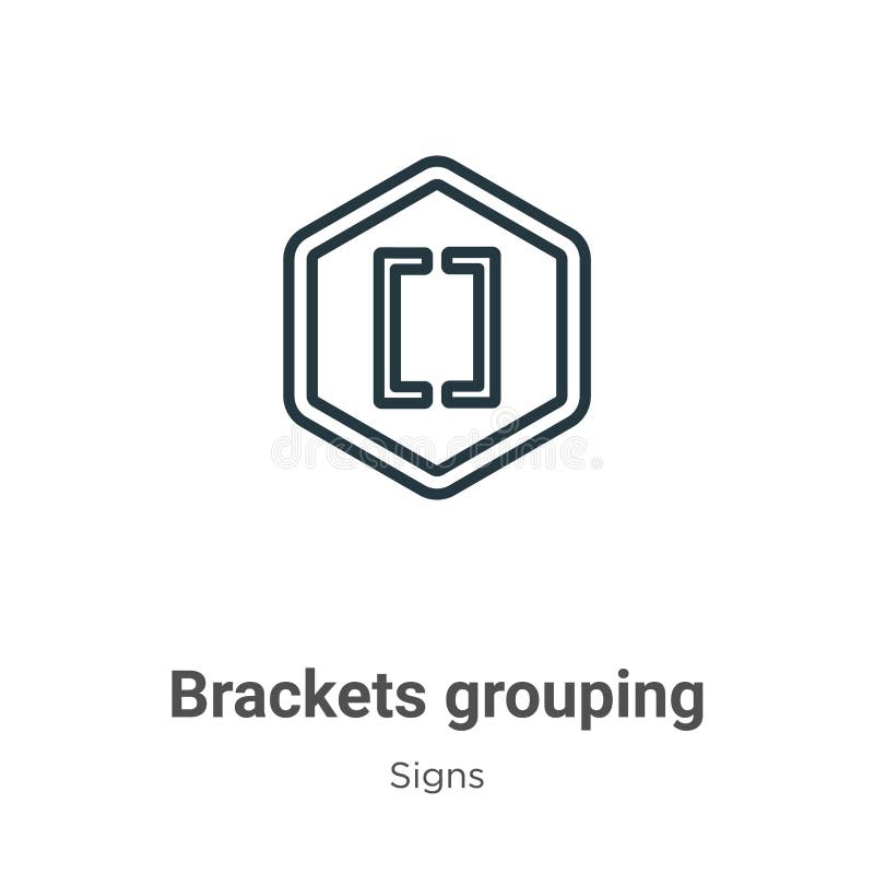 Brackets grouping symbol outline vector icon. Thin line black brackets grouping symbol icon, flat vector simple element vector illustration