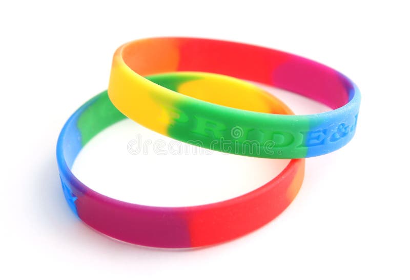 Two rainbow braclets on white background. Two rainbow braclets on white background