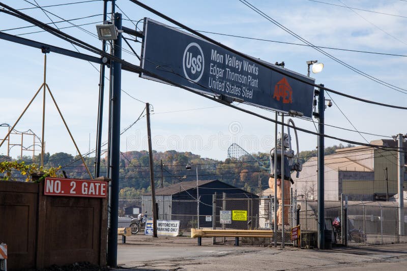 BRADDOCK, PA, USA - 21 OCT 2020: US Steel Edgar Thomson Plant, Mon Valley Works