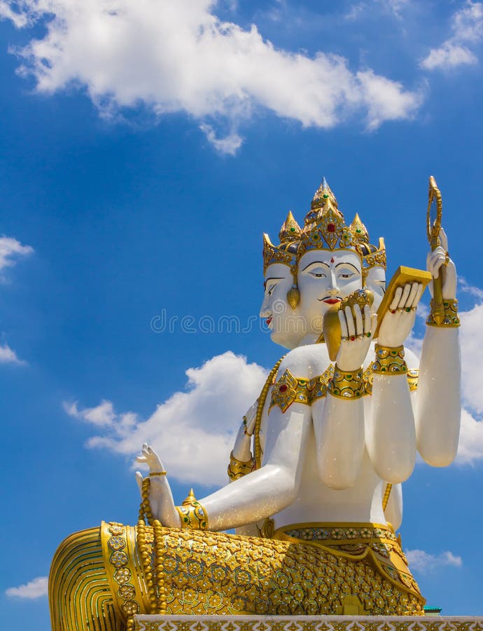Brahma Statue Against Blue Sky Stock Image - Image of blue, august ...