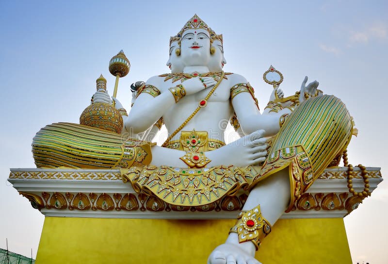 Brahma Statue at Thai Temple Stock Photo - Image of botdonphrom ...