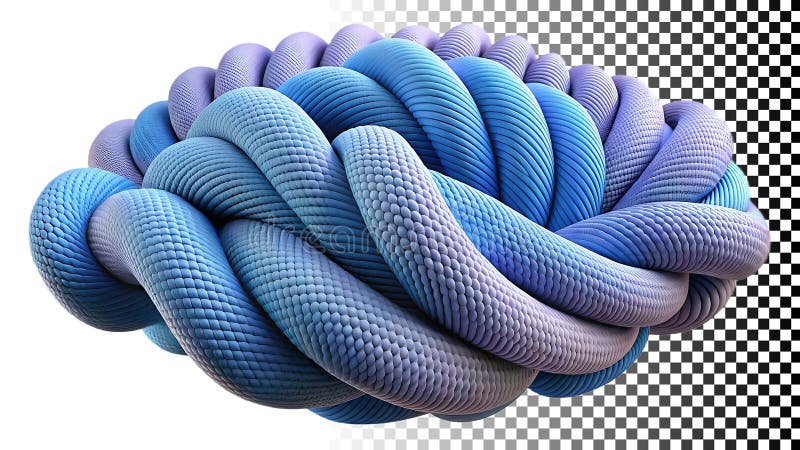 Braided blue structure brain neural network data complexity png transparent image Generative AI stock illustration
