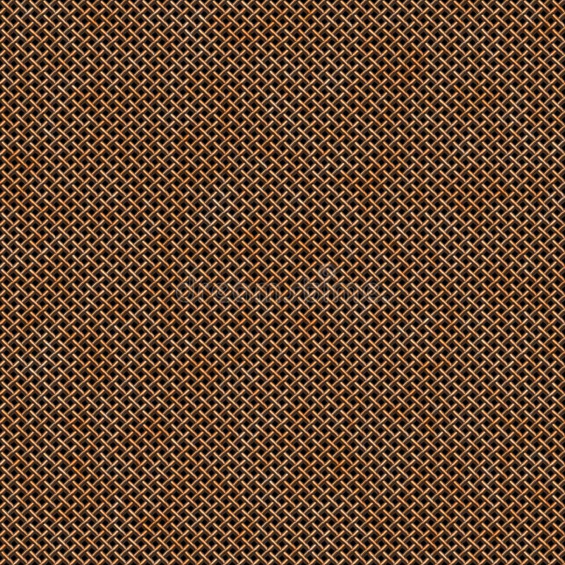 Braided bronze mesh on a black background.