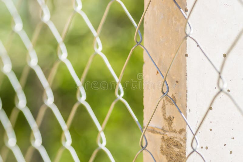 Braided Wire Fence on Concrete Pillars. Stock Photo Image of concrete