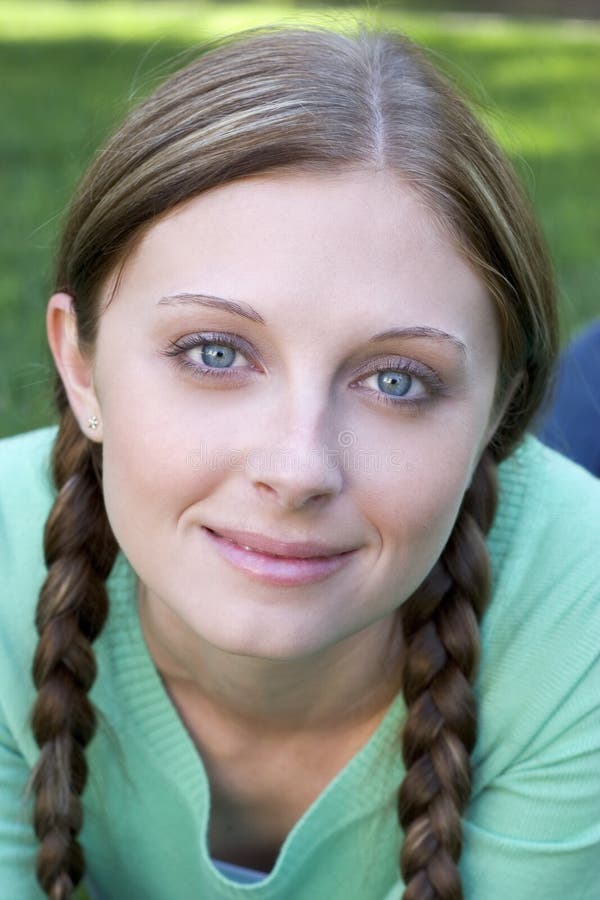 Braids Pigtails Girl Stock Photo Image Of Eyes Teen