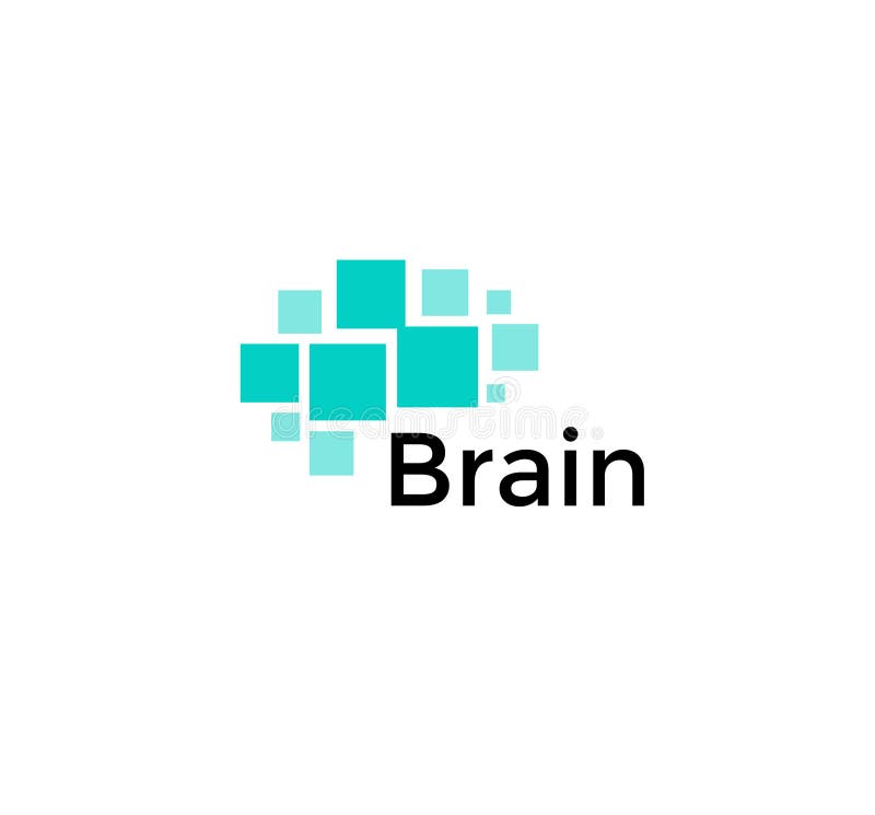 Brain Abstract Icon. Squares Shapes, Geometric Brain Hemisphere. SImple ...
