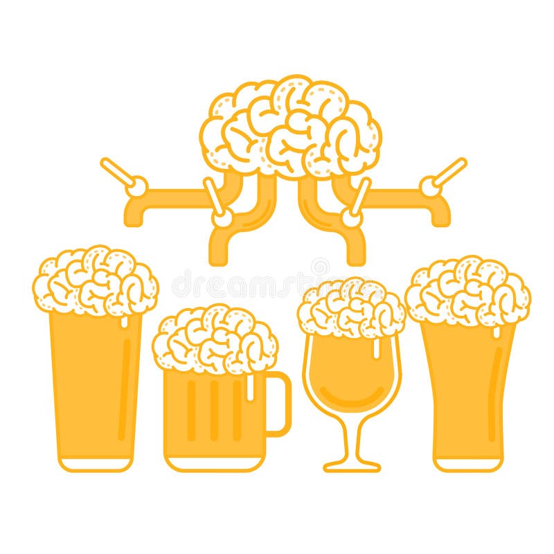 Brain Beer Tap en Diverse Types van Glas stock illustratie Brain Beer Tap en Diverse Types van Glas stock illustratie