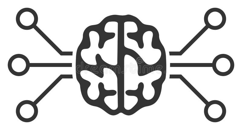 Brain Circuit Raster Icon Illustration vector illustration