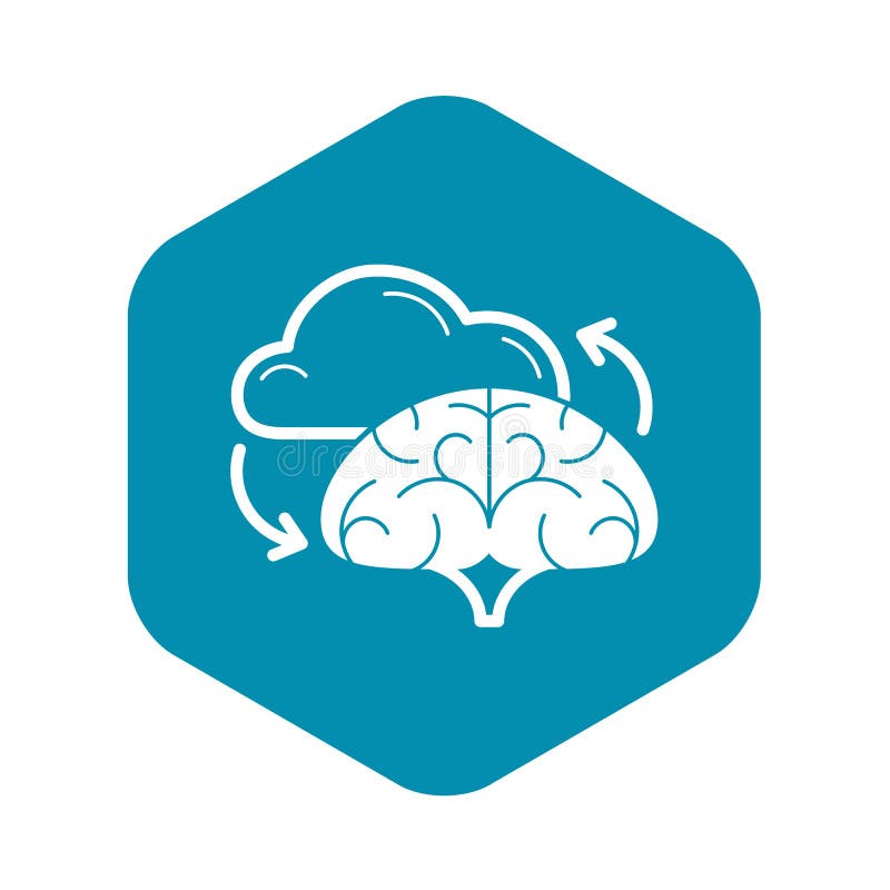 Brain cloud idea icon, simple style royalty free illustration