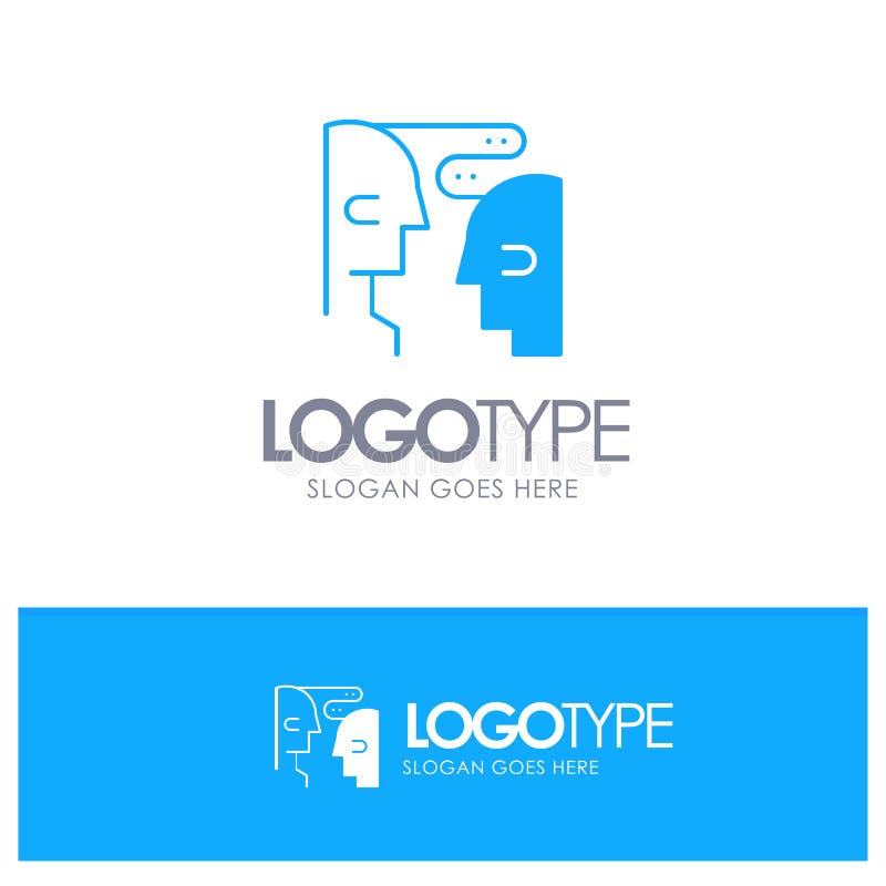 Brain, Communication, Human, Interaction Blue Solid Logo with place for tagline royalty free illustration Brain, Communication, Human, Interaction Blue Solid Logo with place for tagline royalty free illustration