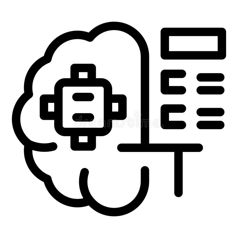 Brain connected to calculator showing artificial intelligence vector illustration