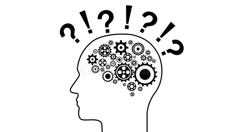 Brain creating new ideas gears spinning animation. stock illustration