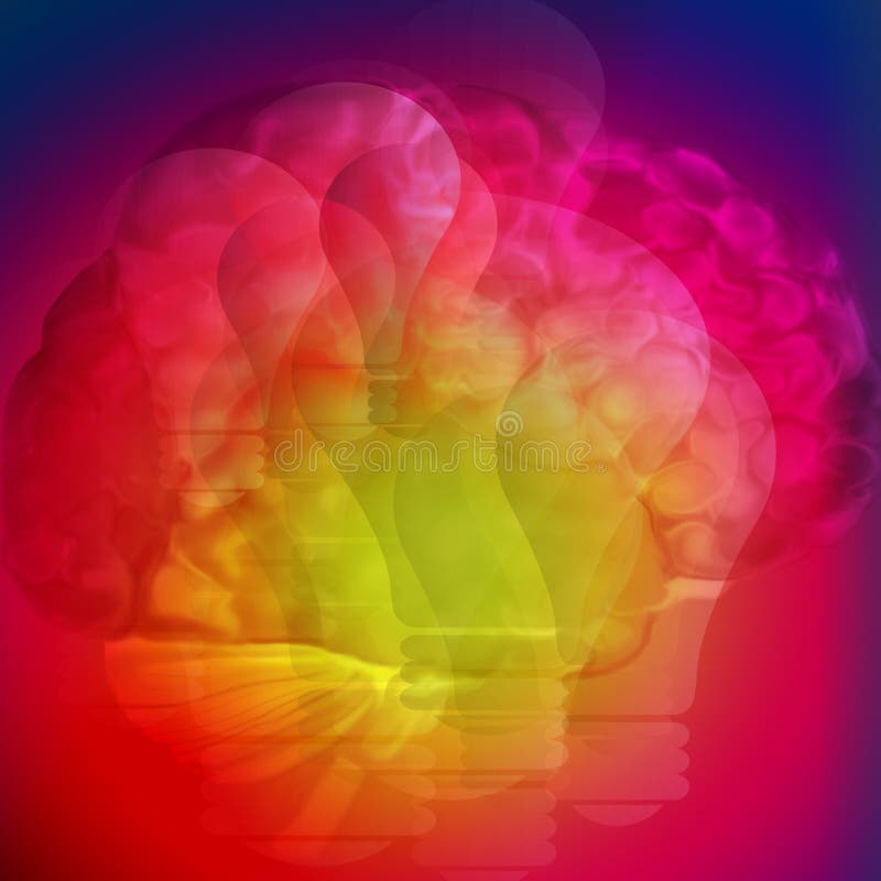 Brain Filled With Ideas ou luz Blubs ilustração do vetor Brain Filled With Ideas ou luz Blubs ilustração do vetor
