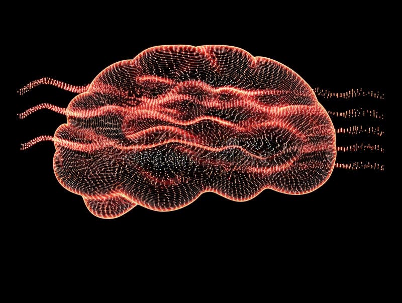 Brain-Frame-Skizze mit Verbindungsknoten auf dunklem Hintergrund, die den Datenfluss neuronaler Netzwerke und den Stru darstellt vektor abbildung
