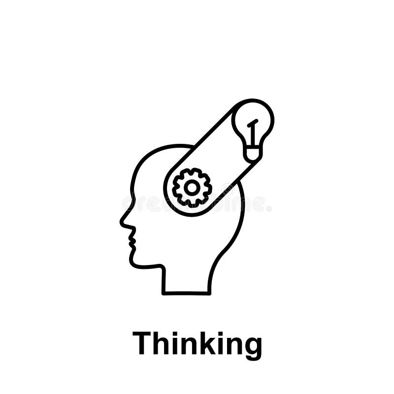 Brain, gear, bulb icon. Element of creative thinkin icon witn name. Thin line icon for website design and development, app royalty free illustration Brain, gear, bulb icon. Element of creative thinkin icon witn name. Thin line icon for website design and development, app royalty free illustration