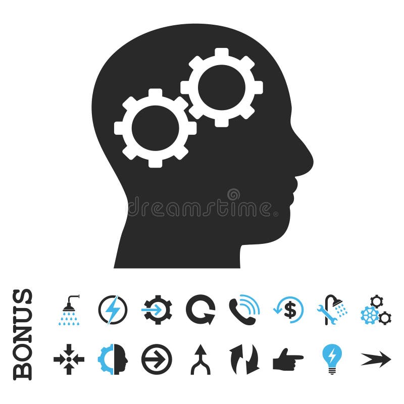 Brain Gears Flat Glyph Icon avec la bonification illustration stock Brain Gears Flat Glyph Icon avec la bonification illustration stock