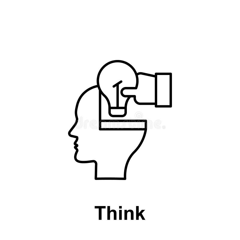 Brain, Hand, bulb icon. Element of creative thinkin icon witn name. Thin line icon for website design and development, app royalty free illustration Brain, Hand, bulb icon. Element of creative thinkin icon witn name. Thin line icon for website design and development, app royalty free illustration