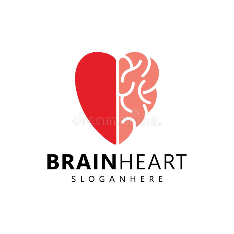 Brain heart and love logo design inspiration. royalty free illustration