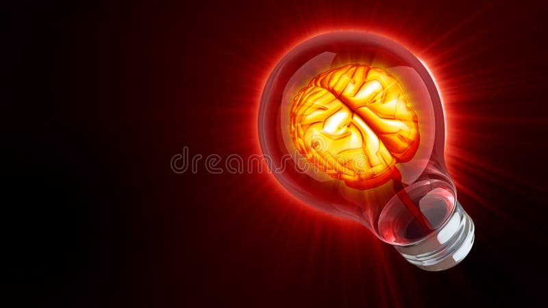 Brain inside light bulb royalty free illustration