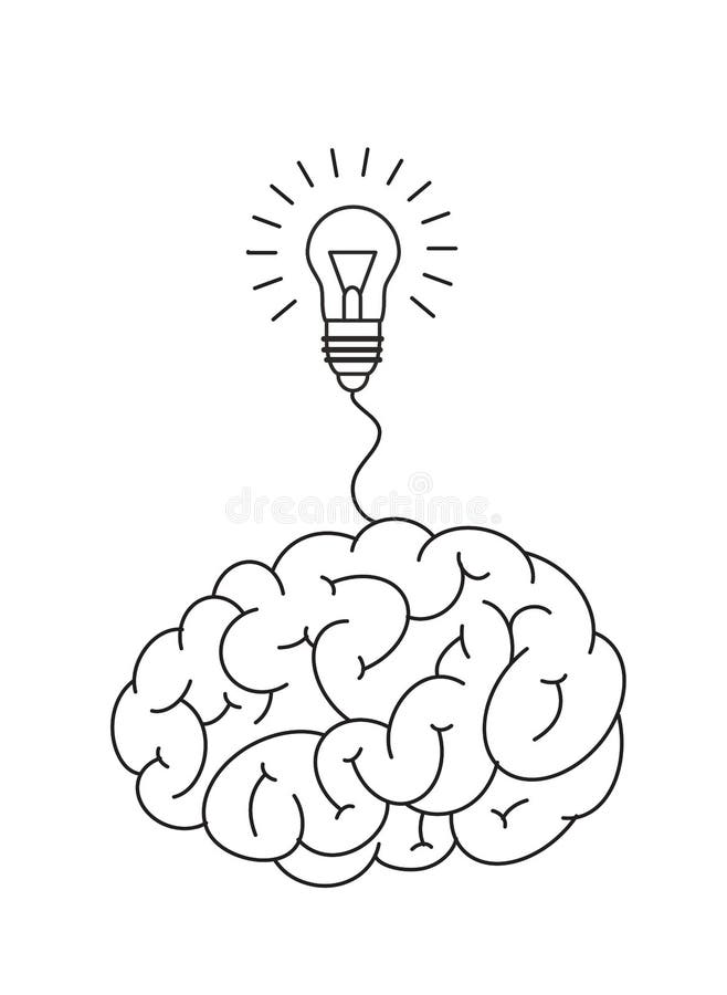Brain and light bulb stock illustration. Illustration of business ...